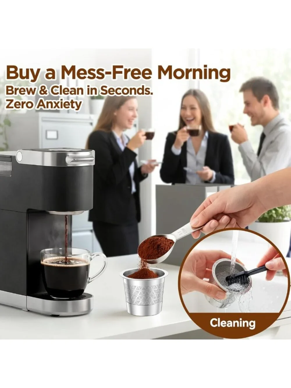 Reusable K Cups for Keurig - Stainless Steel Coffee Pods, Dual-Mesh Filter, BPA